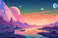 Illustration planets landscape astronomy panoramic outdoors.