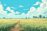 Wheat field landscape panoramic outdoors.