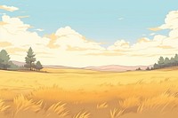 Illustration yellow grass field landscape outdoors horizon nature.