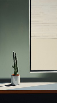 Minimal space a cactus on a table window windowsill plant.