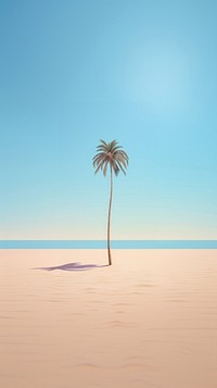 Minimal space a palm tree beach outdoors horizon.