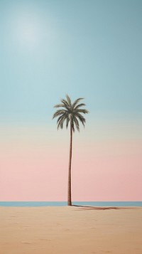 Minimal space a palm tree beach outdoors horizon.