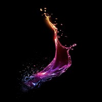 Light effect in liquid shape purple black background illuminated.