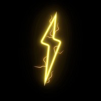Lightning icon in the style of neon lights technology yellow night.