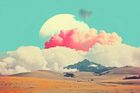 Collage Retro dreamy of cloud landscapes outdoors nature sky.