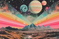 Collage Retro dreamy of galaxy background tranquility creativity landscape.