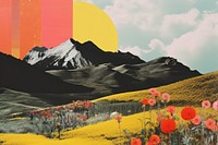 Collage Retro dreamy of landscapes mountain outdoors painting.