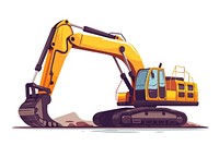 Minimalist illustration of excavator  construction development.