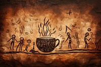 Paleolithic cave art painting style of Coffee ancient coffee creativity.