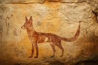 Paleolithic cave art painting style of Fox fox ancient animal.