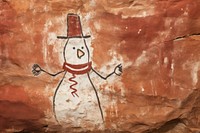 Paleolithic cave art painting style of Snowman snowman rock representation.