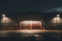 Warehouse gate architecture building evening. AI generated Image by rawpixel.