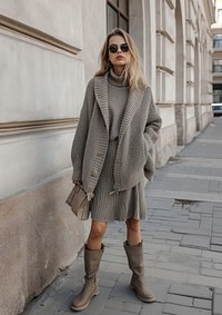 Grey sweater street adult woman.