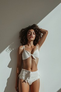 White Swimming suit underwear lingerie swimwear.