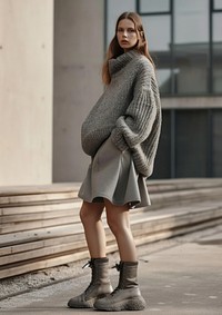 Grey sweater footwear street shoe.