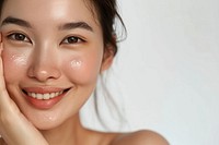 Southeast Asian woman no make up skin face perfection.