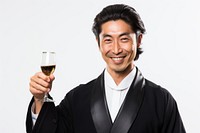 Japanese man toasting sake adult smile drink.
