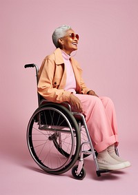 Photo of old woman sitting wheelchair adult.