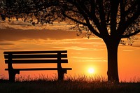 Photo of silhouette park bench sky furniture sunlight.