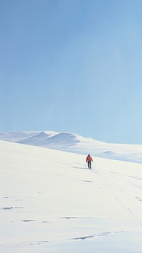 Minimal space a man skiing snow mountain outdoors.