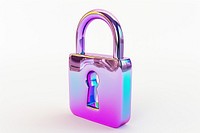 Lock icon iridescent white background protection security.