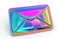 Mail icon iridescent white background technology jewelry.