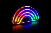 3D render neon wifi icon rainbow light illuminated.