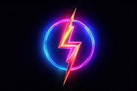 3D render neon lightning icon symbol night thunderstorm.