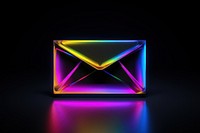 3D render neon mail icon rainbow illuminated electronics.