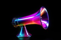 3D render neon megaphone icon lighting purple performance.