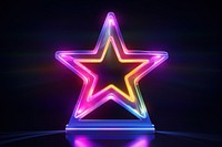 3D render neon star icon symbol light illuminated.