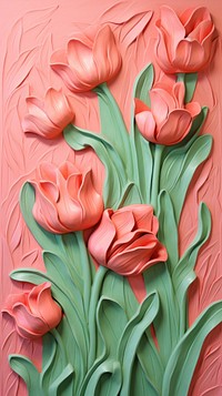 Tulip bas relief small pattern art painting flower.