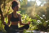 A Latino yoga instructor leading a serene outdoor summer yoga session tranquility sunlight outdoors. AI generated Image by rawpixel.