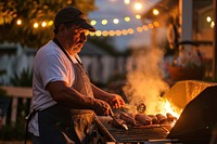 A Latino papa grilling at a summer barbecue party outdoors skill adult. AI generated Image by rawpixel.