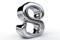 Number silver shape white background.
