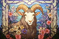 Goat and flowers art person human.