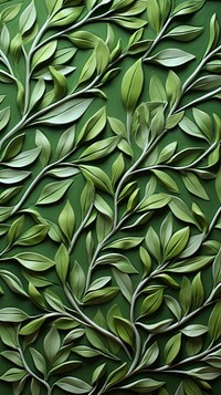Holly bas relief small pattern oil paint art plant green.