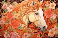 Horse flower horse art.