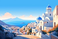 Landscape santorini architecture panoramic.