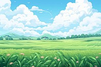 Illustration wheat field landscape green backgrounds.