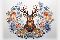 Embroidery pattern antler animal.