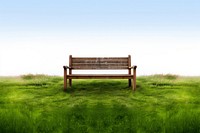 Bench on grass fields landscape furniture outdoors. AI generated Image by rawpixel.