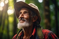 Latina brazilian senior man portrait forest adult.