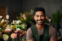 South asian male florist flower adult smile.