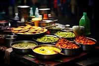 India street food arrangement asian food vegetable.