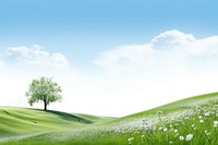 Spring hills landscape nature grassland. AI generated Image by rawpixel.