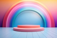 Rainbow product podium purple spectrum graphics.
