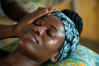 Ghanan woman adult skin relaxation.