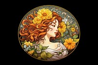 Sun flower and flowers art painting graphics.