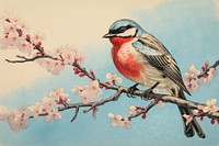 Blossom bird painting outdoors.